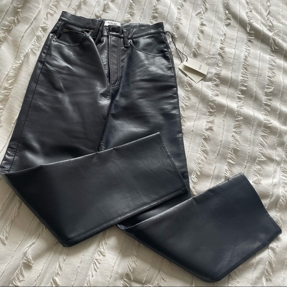 NWT Agolde Recycled Leather 90's Pinch Waist: High Rise Jeans in Shadow Black 26 - Picture 8 of 8
